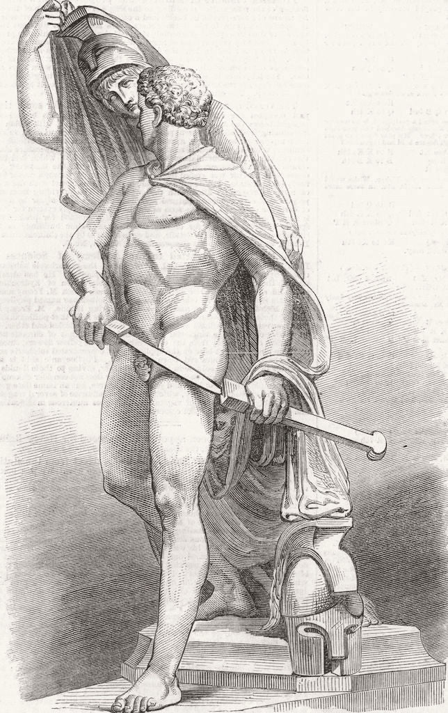 CLASSICS. Minerva repressing wrath of Achilles 1865 old antique print picture